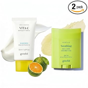 [Paquete] Protector solar Goodal Vita-C Dark Spot + Heartleaf - Protector solar de deslizamiento rápido calmante