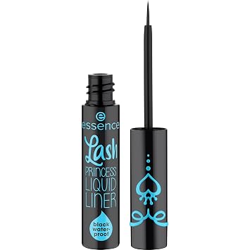 essence | Lash Princess Liquid Liner Impermeable Negro | Delineador de ojos mate a prueba de manchas con punta de pincel ultrafina | Vegano y libre de crueldad