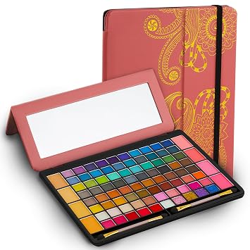 Toysical Kit de maquillaje todo en uno en estuche de cuero, paleta de sombras de ojos para niñas, adolescentes y mujeres, altamente pigmentada, paleta de sombra de ojos de 88 colores, juego de