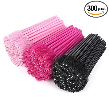 Tbestmax 300 varitas de rímel desechables para extensiones de pestañas de ojos y cejas, kits de aplicadores de brochas de maquillaje, 3 colores