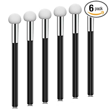 6 brochas de esponja para base de hongos, brochas para sombra de ojos, corrector de sombra de ojos, aplicador de esponja de maquillaje con asa, brochas de algodón para sombra de ojos para mujeres