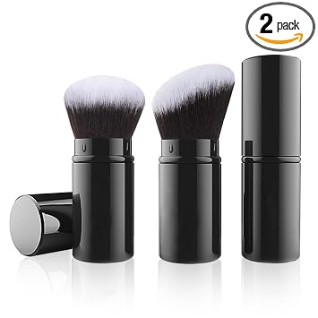 Brochas de maquillaje retráctiles, paquete de 2 brochas de maquillaje de