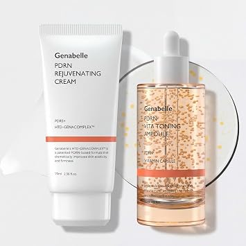 Genabelle PDRN Duo Set (2.36 fl oz cada uno) – Ampolla tonificante Vita y crema rejuvenecedora, hidratante, iluminadora y suavizante para el cuidado de la piel coreana para piel de vidrio