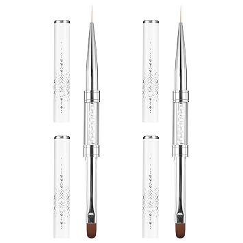 cobee 2 piezas de doble punta francesa cepillo de gel duro, cepillo de gel constructor de uñas, delineador de cepillo para diseño profesional de uñas