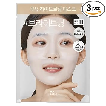Mascarilla facial de hidrogel de leche [3 unidades], hoja de gel iluminadora e hidratante, cuidado de la piel coreano, rutina nocturna, productos de belleza, productos esenciales que brillan