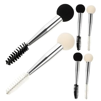 6 brochas de esponja de maquillaje de doble punta con aplicadores de pestañas y cejas, cepillos cosméticos para maquillaje de rímel corrector, base para mujeres