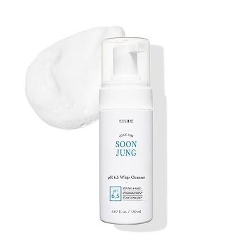 ETUDE SoonJung Limpiador Espumoso pH 6.5 | Limpiador Facial de Microespuma Suave para Piel Sensible, Pantenol, Madecassoside para Calmar, Reparación de Barrera, pH Bajo, Certificado Vegano, No