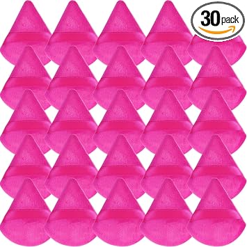 GXXMEI 30 esponjas de maquillaje facial de terciopelo suave triangular, para fijar polvos sueltos, base cosmética, esponja de belleza, regalo para mujeres (rosa)