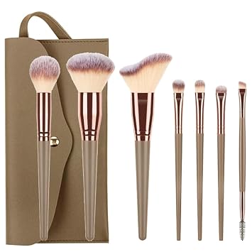 Juego de brochas de maquillaje para sombra de ojos de rubor de base con bolsa de viaje
