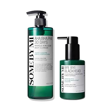 SOME BY MI Bye Bye Blackhead 30 Days Miracle Green Tea Tox Bubble Cleanser & Miracle Acné Clear Body Cleanser