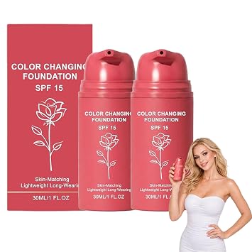 Base coreana que cambia de color para piel madura, base que cambia de color con pigmentos autoadaptables, oculta líneas finas y arrugas, acabado natural ligero, todo tipo de piel (2 botellas)