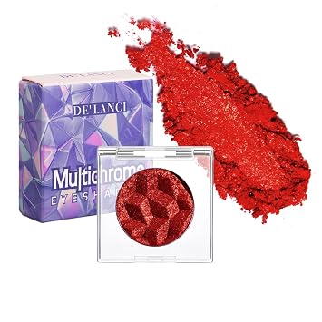 DE'LANCI Sombra de ojos con purpurina roja camaleón, altamente pigmentada, paleta de sombras de ojos con purpurina metálica única, cambio de color intenso, cromado, rojo verdadero, brillante, ojos brillantes, maquillaje cálido gótico ahumado