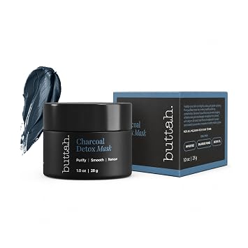 Buttah Skin - Máscara de desintoxicación de carbón activado y agua de rosas, 1 onza líquida