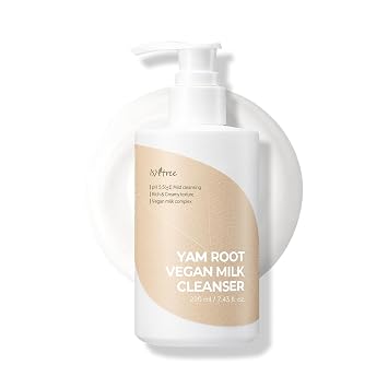 IsNtree Yam Root Vegan Milk Cleanser 220ml, 7.43 fl.oz | Limpiador facial coreano para pieles sensibles | Textura rica y cremosa | Hidratante y suave | Cuidado de la piel vegano y libre de crueldad