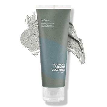 IsNtree Mugwort - Máscara de arcilla calmante de 3.4 fl oz, 3.38 onzas líquidas | Cuidado de la piel coreano | Limpieza profunda de poros y control de sebo | Mascarilla calmante de lavado para pieles sensibles | Exfolia y refina la textura
