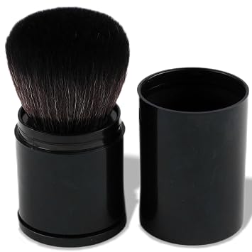 Brocha de maquillaje retráctil Kabuki – Cepillo para polvo, rubor y bronceador para viajes, cerdas sintéticas suaves para una aplicación suave e impecable