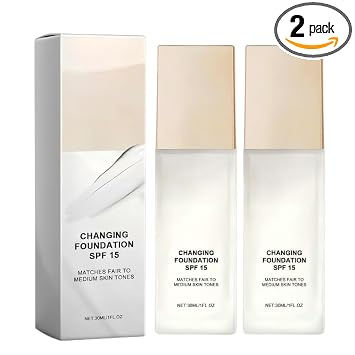 Base de maquillaje que cambia de color para piel madura, cobertura impecable, fórmula ligera, se adapta al tono de piel, adecuada para todo tipo de piel (2 unidades)
