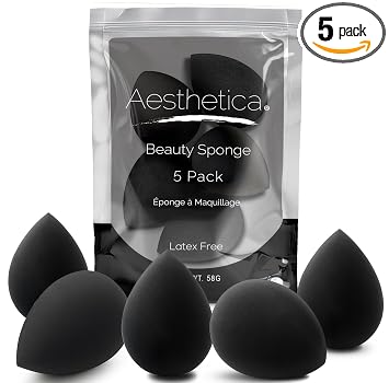 Aesthetica - Esponja de maquillaje cosmética sin látex y vegana - Esponja de maquillaje para polvo, crema o líquido (paquete de 5)