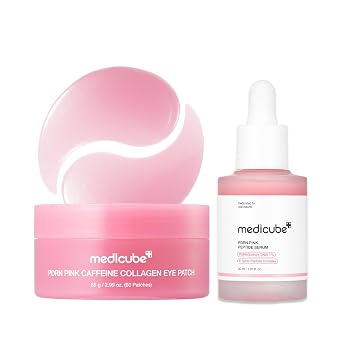 medicube PDRN Glass Glow Facial & Eye Duo: parche para ojos y colágeno con cafeína PDRN y suero PDRN de ADN de salmón | Para ojeras, hinchazón, reafirmante y resplandor | Cuidado de la piel coreano