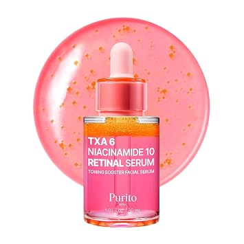 PURITO TXA 6% + Niacinamida 10% + Retinal Suero Facial | para manchas oscuras, hiperpigmentación, tono desigual | Ácido Tranexámico de alto nivel 6% | Cuidado de la piel coreano, 30mL 1.01 fl.oz
