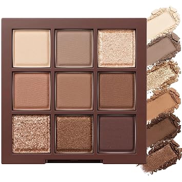 Erinde - Paleta de sombras de ojos de 9 colores, paleta de maquillaje de sombras de ojos mate, brillante y con alto brillo, sombras de ojos altamente pigmentadas de larga duración e impermeables
