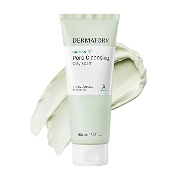 DERMATORY Salicylic™ Espuma de arcilla limpiadora de poros | Purificación profunda para aceite facial, sebo, células muertas de la piel, puntos blancos y puntos negros, lavado facial coreano