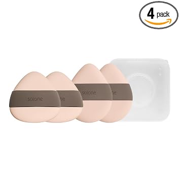Rubycell - Juego de 4 esponjas de maquillaje de doble cara con estuche de viaje para base, corrector y polvo; juego de esponjas suaves para principiantes