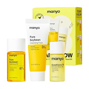 MANYO Clear & Glow Kit de viaje, juego de regalo para el cuidado de la piel, prueba de viaje