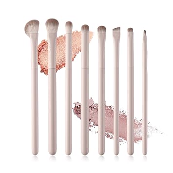 Juego de 8 brochas para sombra de ojos, 8 brochas profesionales de maquillaje de ojos con pelos suaves y mango de madera para líquido, crema, polvo y delineador de ojos