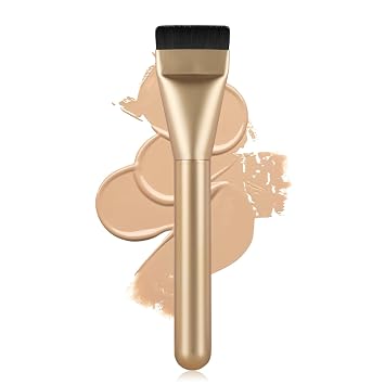 Brocha de Base Plana, Brocha de Maquillaje Coreana Espátula Brocha Facial para Base Líquida, Brocha de Maquillaje Facial Premium para Mezclar Crema (Champagne)