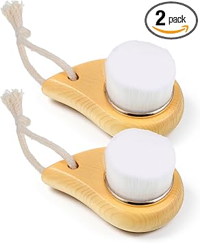 Cepillo de limpieza facial de cerdas suaves, cepillo manual para limpieza profunda de poros, exfoliación, drenaje linfático, cuidado de maquillaje y cuidado de la piel con cerdas suaves, mango