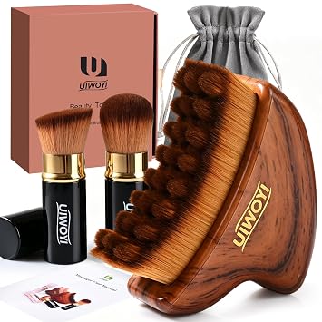 Lymphatic Brush & 2 Retractable Kabuki Juego de brochas de