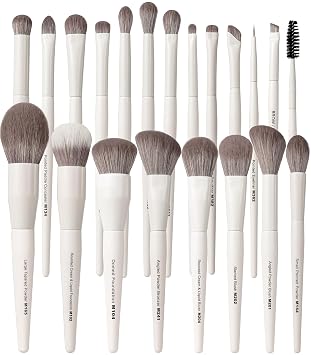 Juego de 20 brochas de maquillaje para rostro y ojos con etiqueta