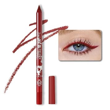 Kaely Red Waterline Lápiz delineador de ojos de gel multiusos afilable, delineador de ojos impermeable, a prueba de manchas, delineador de ojos suave, delineador de ojos contra el agua, 10