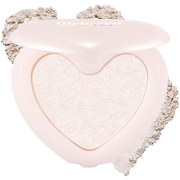 lilybyred Luv Beam Glow Veil | Resaltador coreano en forma de corazón, brillo multidimensional, acabado luminoso y radiante, fórmula de gel en polvo, construible y mezclable, de larga duración, 0.11 onzas (03 haz de azúcar)