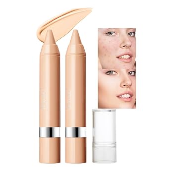 Juego de 2 lápices correctores de color beige claro, iluminador, cremoso, sostenible, debajo de los círculos de los ojos, maquillaje de belleza (ferial/beige claro, 2 unidades)