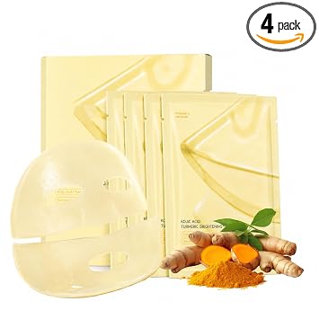 Mascarillas faciales para el cuidado de la piel con ácido kójico iluminador, cúrcuma, mascarilla facial hidratante durante la noche, reafirmante de la piel, mejora el resplandor, cuidado de la
