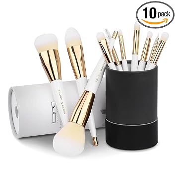 Juego de 10 brochas de maquillaje con pincel plano para base