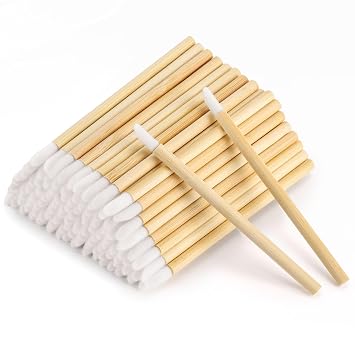 100pcs desechables mango de bambú cepillos labiales lápiz labial brillo varitas aplicador herramienta de maquillaje