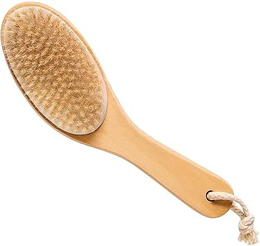 Kingsley Cepillo de cerdas naturales para cuerpo con forma ergonómica, mango de madera, Paquete de 1