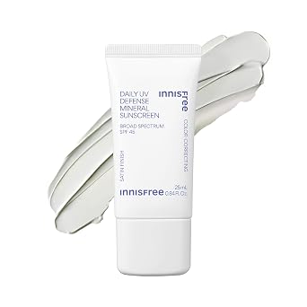 innisfree Daily Mineral UV Defense SPF 45 | Protector solar coreano teñido con óxido de zinc para enrojecimiento | Suave, hidratante y ligero | Disponible en paquete de 2