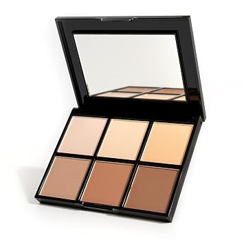 Palladio Definer - Paleta de contorno y resaltado, perfecta para esculpir características faciales, colores de acabado satinado mezclables, 6 tonos para contornear y resaltar, polvo compacto con espejo