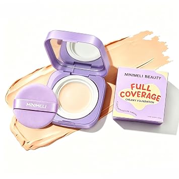 Base cremosa de cobertura completa, maquillaje de cojín BB de larga duración, acabado difuminador y suavizado, base para mujer, uso diario, trabajo y ocasiones especiales (marfil)
