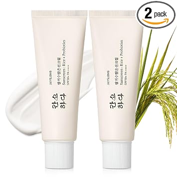 Relief Sun Protector solar orgánico SPF50+, arroz y probióticos PA ++++++++++Cuidado de crema coreana | Piel coreana para todo tipo de piel | Protección de la piel nutritiva UV (2, 2 piezas)