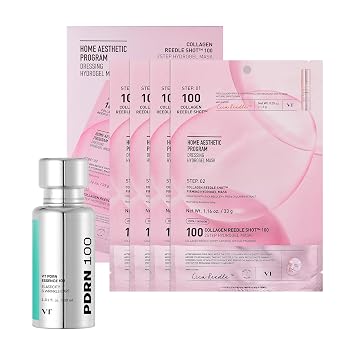 VT COSMETICS Paquete PDRN Essence 100 y mascarilla de hidrogel de 2 pasos con colágeno Reedle Shot