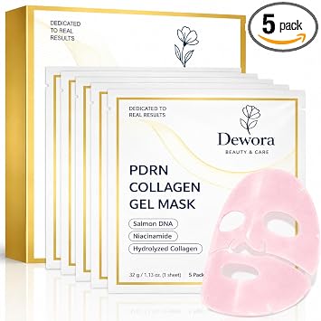 Salmon PDRN - Máscara facial de hidrogel rosa coreano para hidratación profunda, reafirmante y suavizante durante la noche, brillo de la piel de vidrio, niacinamida, máscara de hoja no irritante