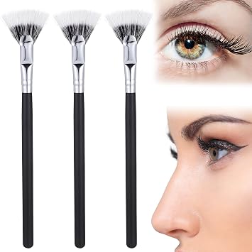 ibasenice 3 cepillos angulares en forma de abanico para pestañas de doble capa, cepillo de extensión de pestañas para maquillaje de ojos para aplicación precisa de rímel y aseo de cejas