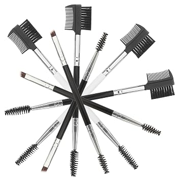 Juego de brochas de maquillaje de doble extremo de 7 piezas, cerdas suaves para base de sombra de ojos, cejas uso profesional