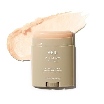 Abib Airy - Barra de protección solar SPF50+ de amplio espectro, barra de protección solar semimate para pieles grasas y mixtas, sin yeso blanco, resistente al agua, protector solar coreano, 0.81 oz
