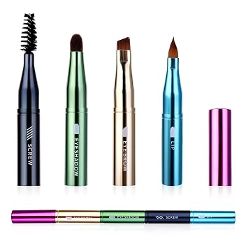 simarro - Juego de brochas de maquillaje 4 en 1, portátil, tamaño de viaje, brochas de maquillaje